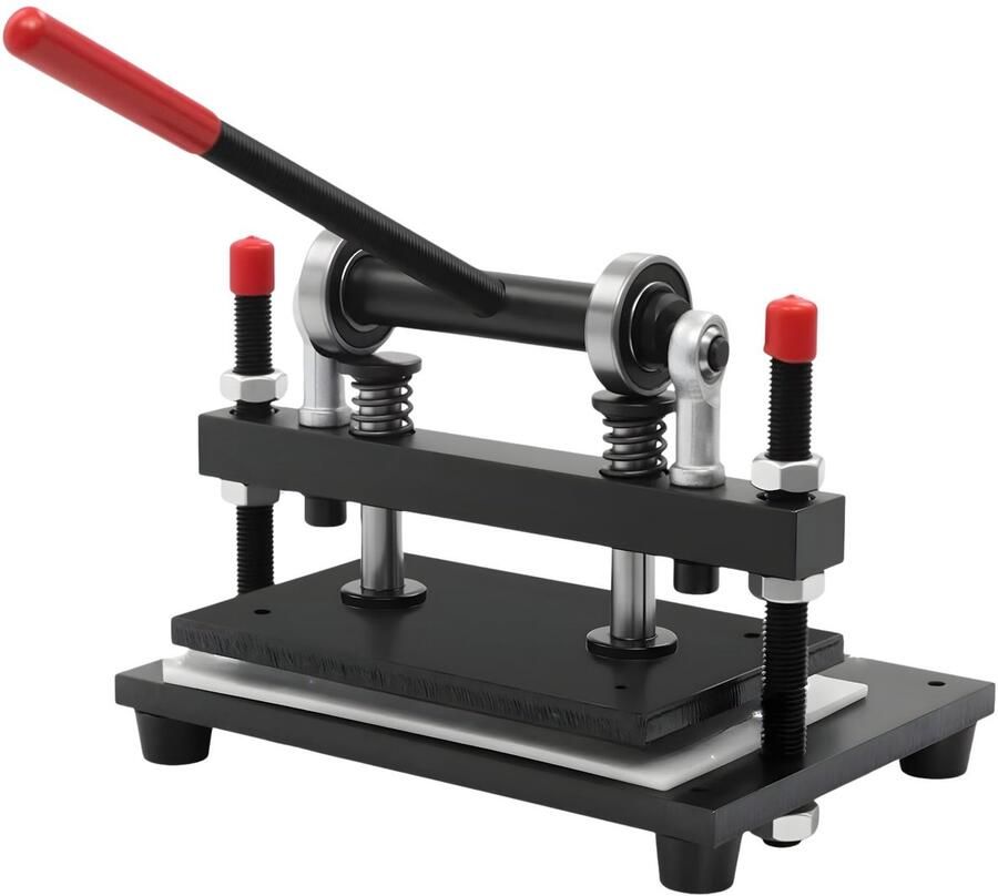 Happiq Leder snijmachine – Voor Handmatig Snijden en Embossen – Bovenplaat 25 4×16 cm Persstreek 1 5 cm – Metaal Zilver