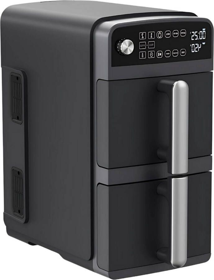 Happiq Mini oven Grill rooster Bakplaat Airfryer Voor Gezond en Snel Koken Met 11 Programma s 1800W LED-scherm 5 Accessoires Inclusief Draaispit & Receptenboek