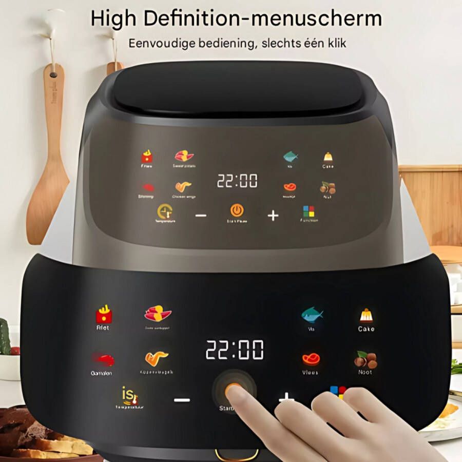 Happiq Oven Grill rooster Bakplaat Airfryer Voor Multifuntioneel Koken 6-in-1 Elektrische Oven met Dubbele Lade 1500W Bakken Braden & Stomen