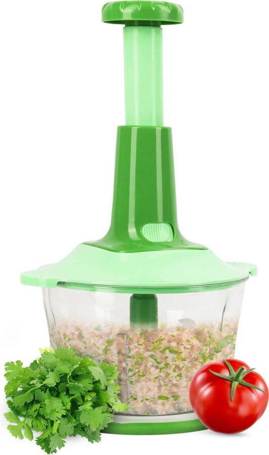 Happy Comfortable Home HCH Handmatig Groentehakker Multifunctioneel Hakmolen Groentesnijder Met Eiren Mixer Groen 1.5L Mandoline Groente Hakker Groente Snijder Uienhakker Spiraalsnijder