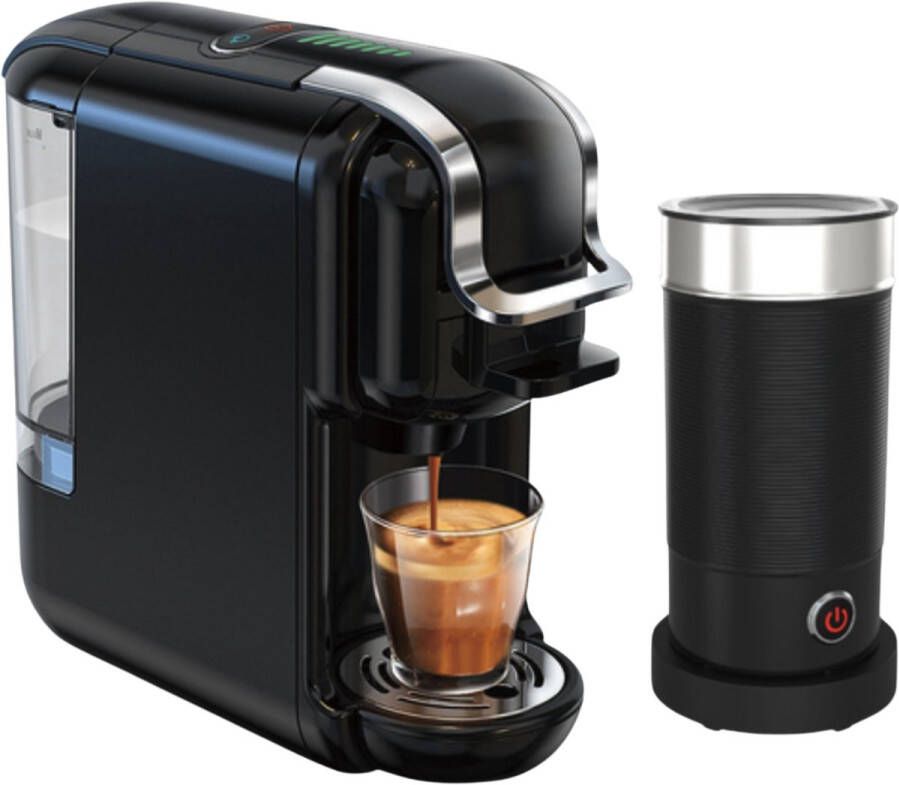 Happyment 5 in 1 Koffiemachine Koffiezetapparaat Koffie Automaat Automatisch Nespresso Dolce Gusto Koffiepoeder Koffiepads Zwart
