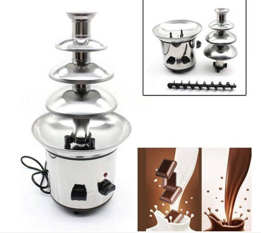 Happyment Chocoladefontein Deluxe 4 Laags RVS Chocoladefondue Wit