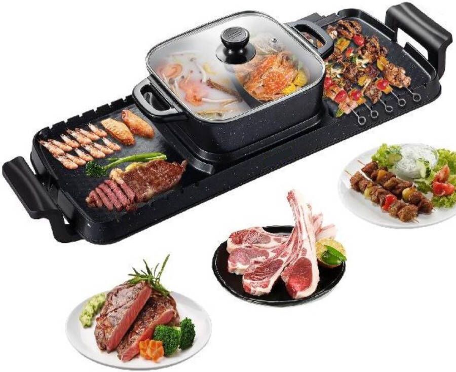 ALL DAY GOODS Elektrische BBQ Pan Hotpot Electrisch Koreaanse BBQ Korean Grill Party Pan Anti Aanbak