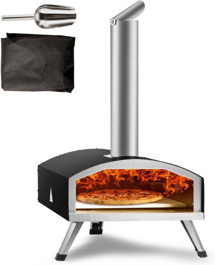 Happyment Pizza Oven Buiten Steenoven Houtgestookte Pizza Oven Tot 300ºC Pizzasteen Inclusief Pizzaspatel