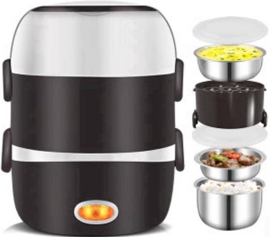 Happyment Rijstkoker PRO Met Stomer Rijstkoker Klein 2L Stoomkoker Multicooker klein Stoompan Intstant pot Drie Lagen RVS Behuizing Multifunctioneel