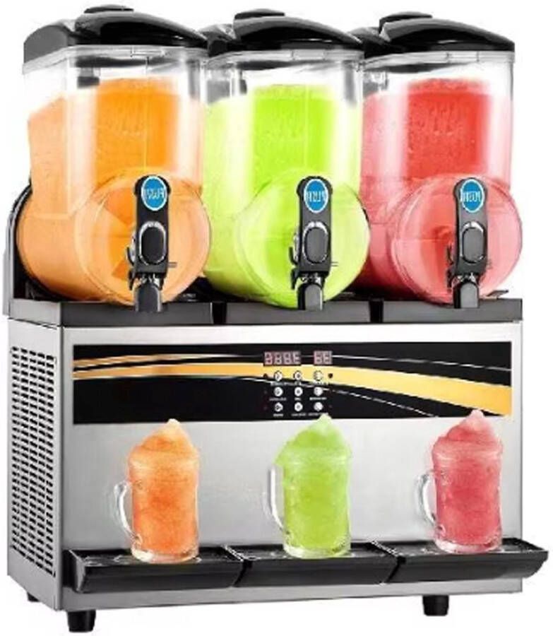 Happyment Slush Puppy Machine PRO 45L 3 Smaken Met Display RVS
