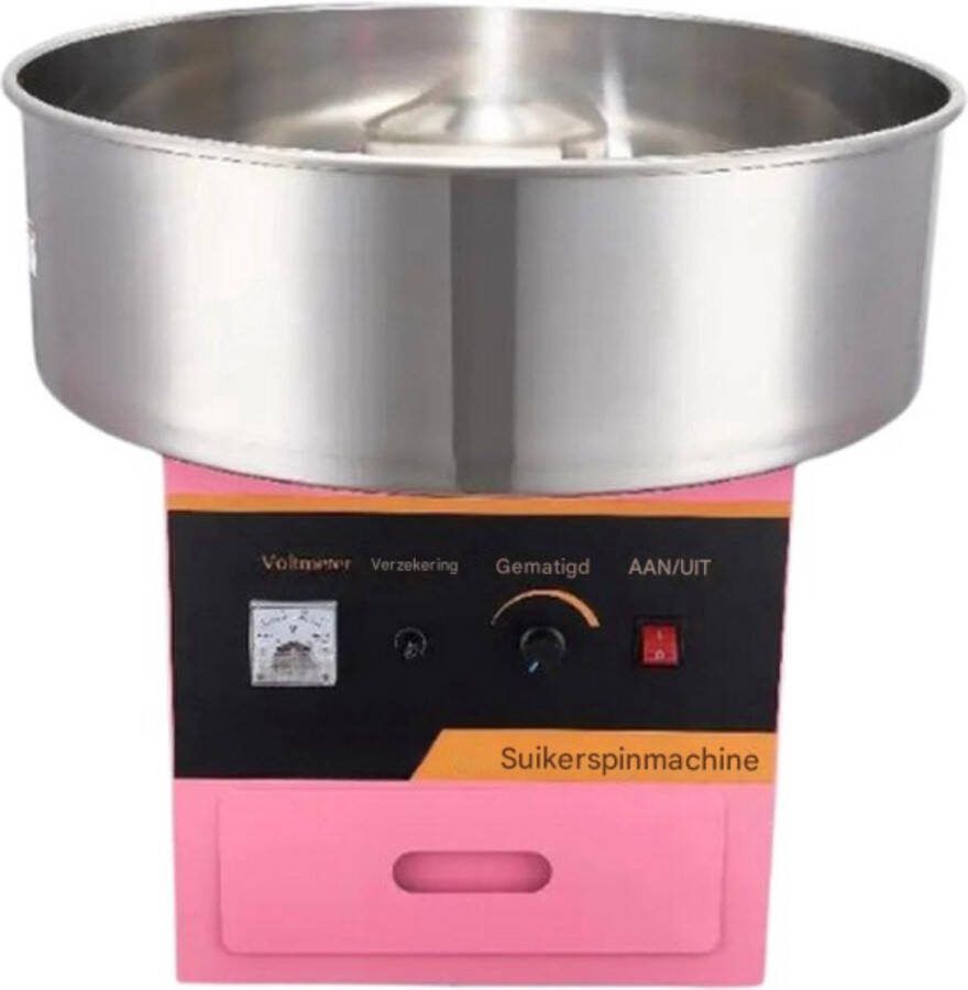 Happyment Suikerspinmachine RVS Roze Professioneel Instelbaar Gebruiksvriendelijk