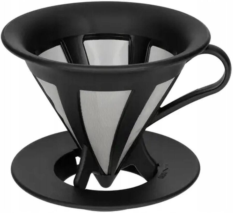 HARIO Cafeor Dripper 02 Zwart Koffiezetapparaat met Roestvrij Staal Filter