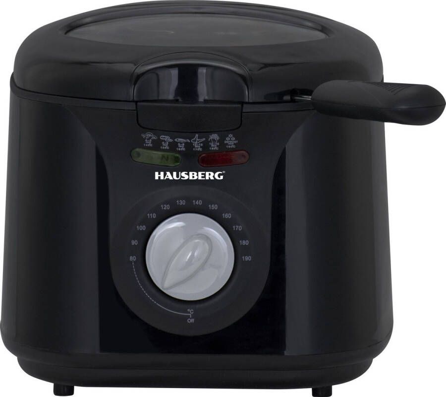 HAUSBERG HB-1331NG Elektrische Friteuse 2 5 L 1450 W Vermogen Instelbare Thermostaat & Veilig Frituren – Compacte Frietpan Voor Snack- & Gezinsporties