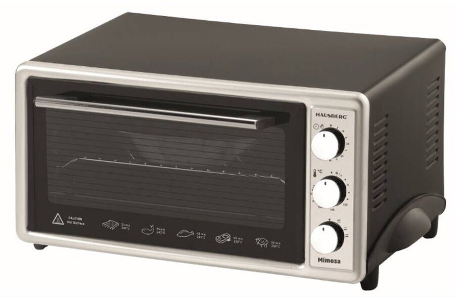 HAUSBERG Vrijstaande Elektrische Hetelucht Oven HB-8015 1200W 48 Liter 4 kookniveau's