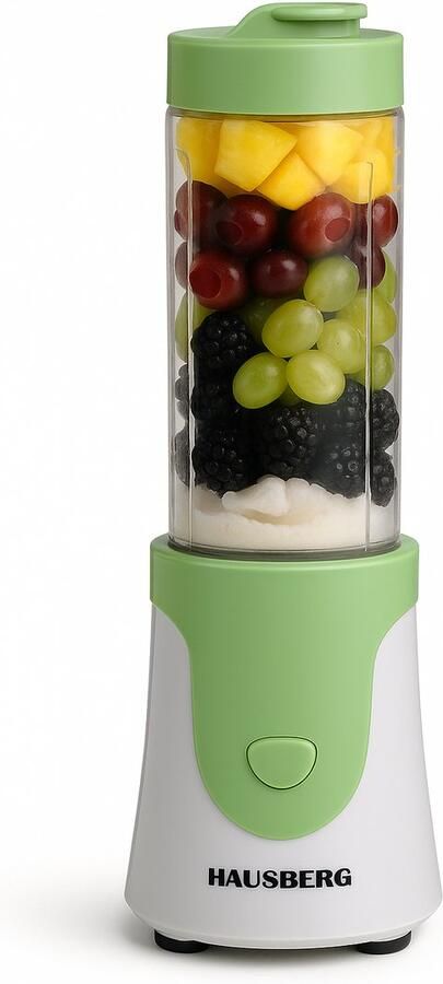 HAUSBERG Elektrische Blender Set – Met Drinkbeker & Deksel – 300W – Personal Blender – Compact & Krachtig – Ideaal voor Smoothies & Shakes