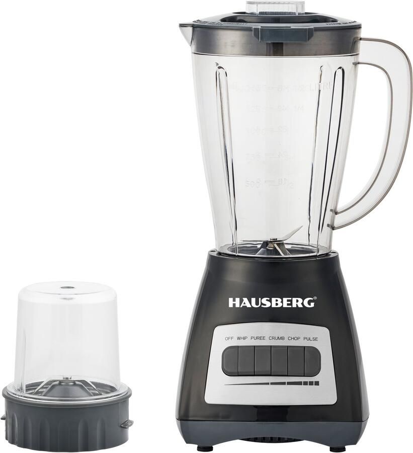 HAUSBERG Elektrische Blender Set – Met Kunststof Blenderkan – 2 Snelheden – 300W – RVS Mes – Ergonomisch Handvat – Makkelijk te Reinigen – Ideaal voor Dagelijks Gebruik