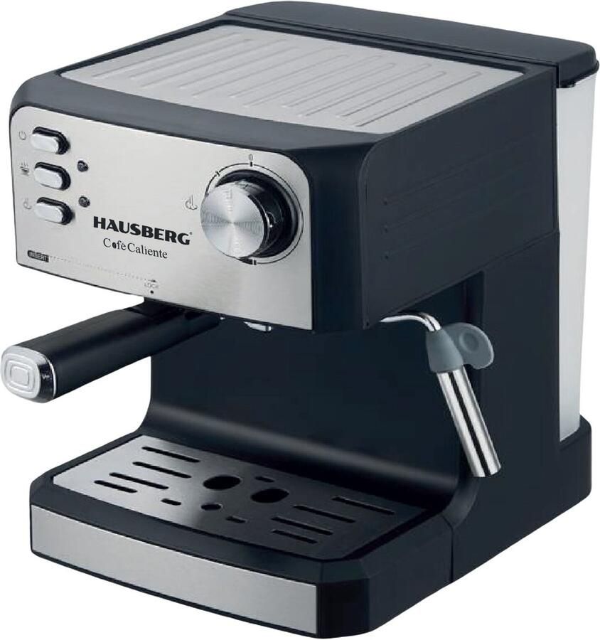 HAUSBERG ESPRESSOMACHINE HB-3723IN 20BAR 1000W 1 6L voor gemalen koffie met melkopschuimpijpje voor cappucino en latte macchiato Alles in een koffiezetapparaat