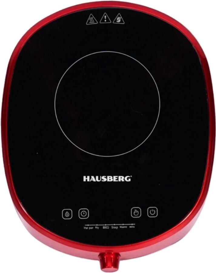 HAUSBERG HB-1527RS Inductiekookplaat 2000 W 1-Kookszone Toonbank Inductieplaat Touch-Bediening & Timer – Rood Glazen Deksel