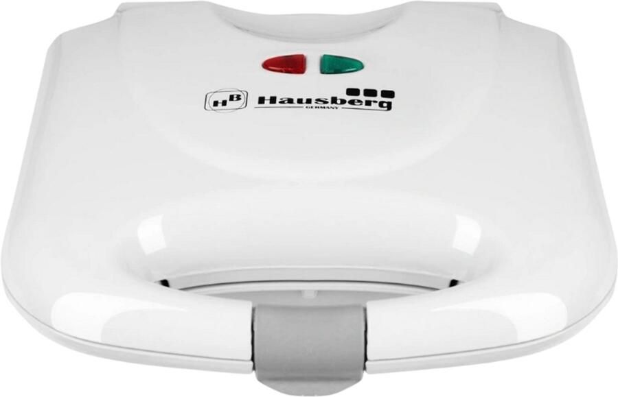 HAUSBERG HB-3510AB Sandwichmaker & Grill 750 W Elektrische Tosti-IJzer Voor 2 Sandwiches Antiaanbak & Compact Design – Wit