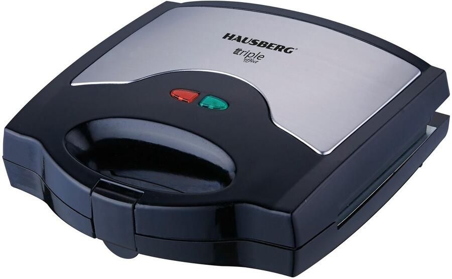 HAUSBERG HB-3514IN 3-in-1 Sandwich Wafel Donut Maker – 800 W – Verwisselbare platen – RVS Inox behuizing – Compact & veelzijdig