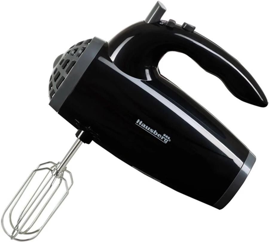 HAUSBERG HB-4119NG Handmixer – 300 W koperen motor – 5 snelheden + turbofunctie – RVS gardes & deeghaken – Zwart