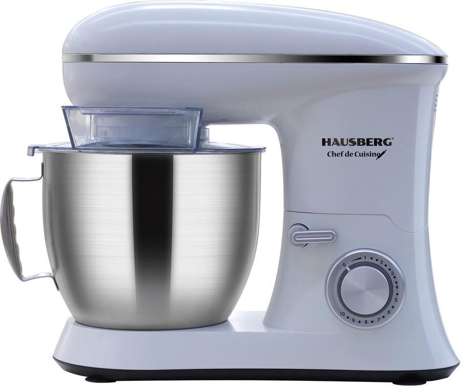HAUSBERG HB-7622AB Multifunctionele Keukenmachine 1700 W 6 5 L RVS Mengkom 10 Snelheden – Wit