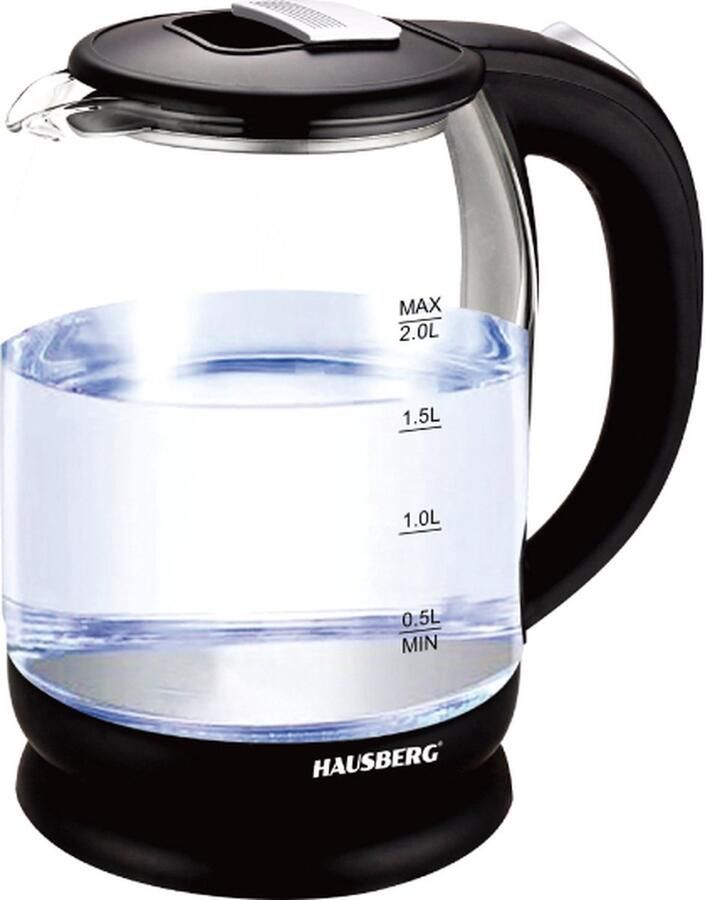 HAUSBERG HB‑3616 Glazen Waterkoker 2 0 L – 1800 W 360° Basis