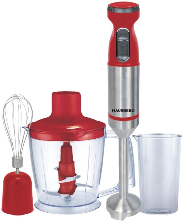 HAUSBERG Staafmixer Set – 800W – 3-in-1 – Inclusief Hakmolen Garde & Maatbeker – RVS Mixstaaf – Koper Motor –