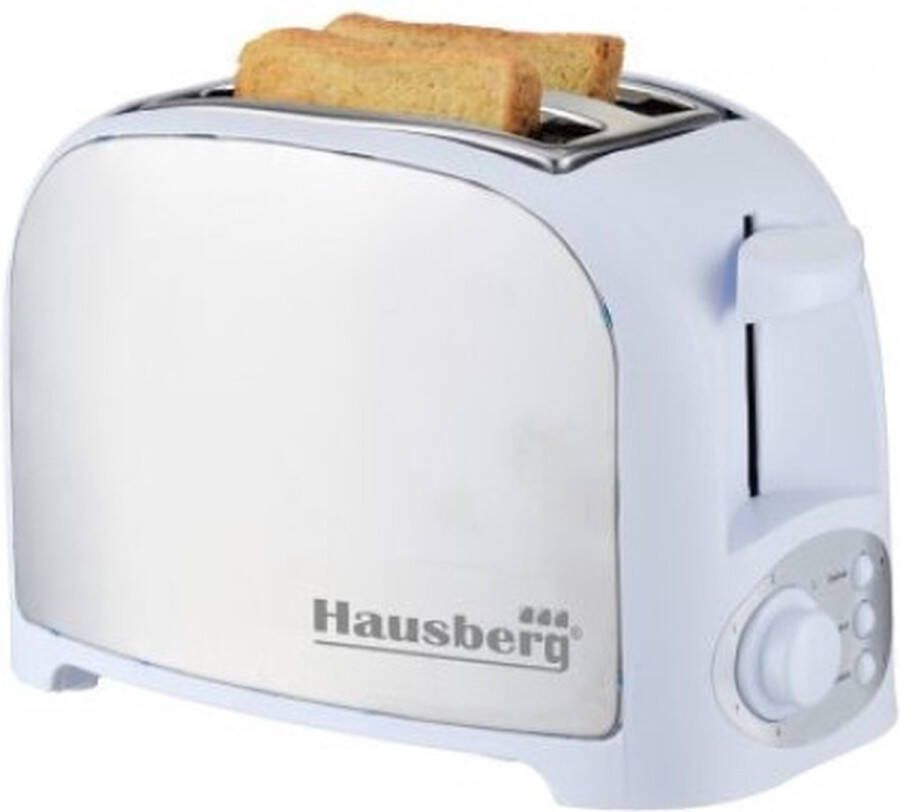 HAUSBERG HB-190AB Broodrooster 7 Warmteniveaus 2 Extra Brede Sleuven 750W Reheat en Ontdooi-functie Wit