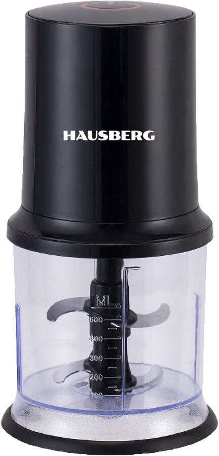 HAUSBERG Elektrische Voedselmolen – 500ml – Extra Veilig – RVS Hakmessen – Veiligheidsschakelaar – Antislipring – Vaatwasserbestendige Onderdelen – 40W – Ideaal voor Hakken & Mixen
