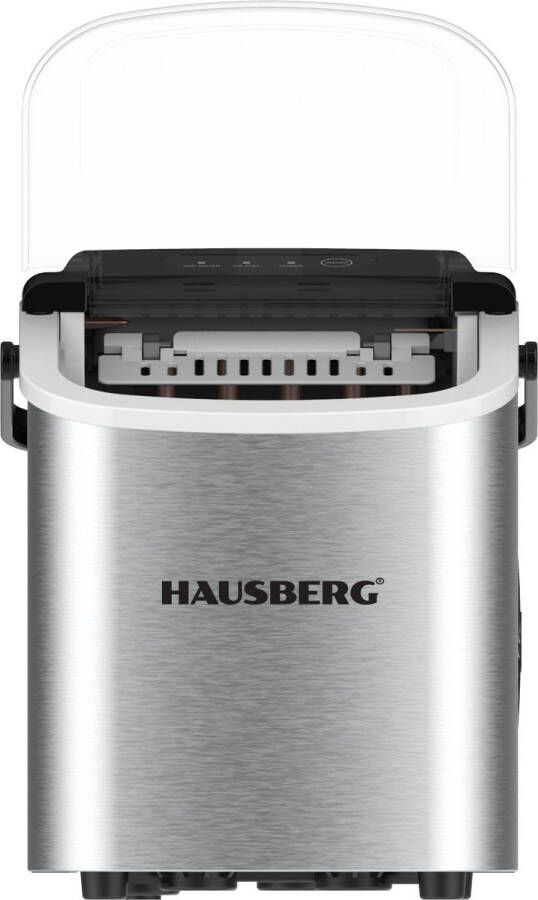 HAUSBERG IJsblokjesmachine – IJsblokjes Maker – 12-15kg 24u – 9 IJsblokjes per 6-9 min – 1 2L Watertank – Roestvrijstaal – Stil (40 dB) – IJsschep – 3 Niveaus