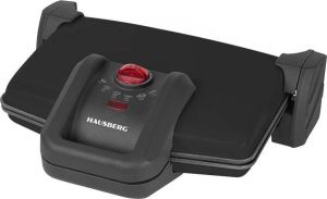 HAUSBERG Sandwich maker en Grill Croque Monsieur machine Tosti-apparaat Contactgrill 180° Open 1800W Zwart
