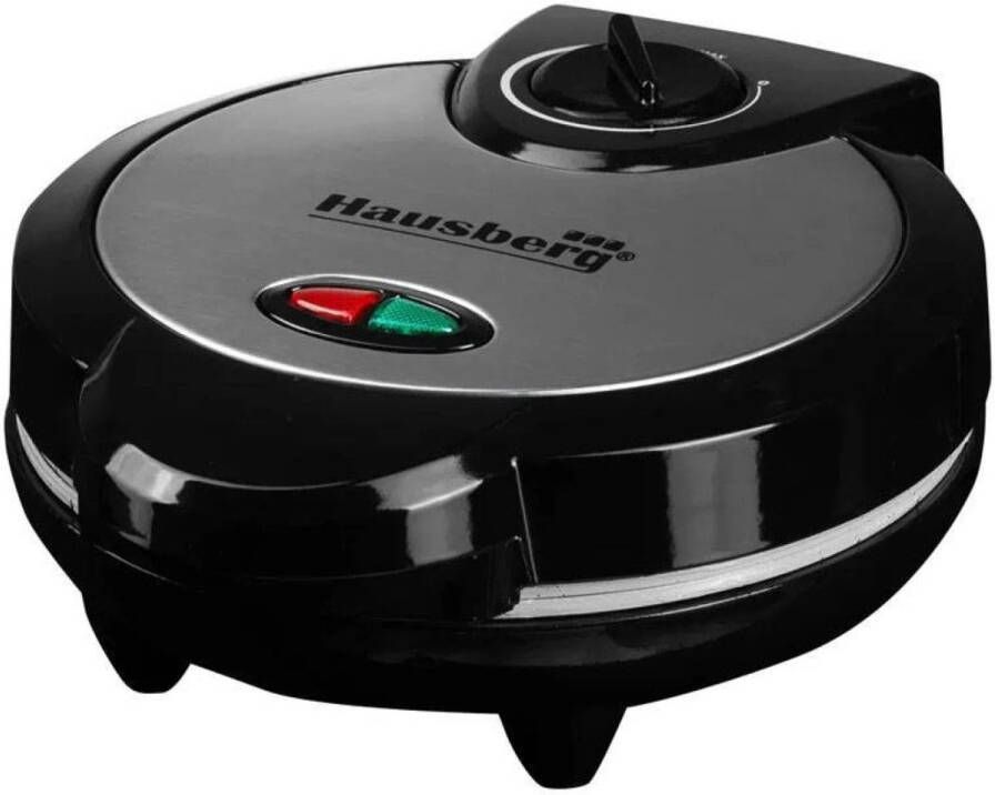 HAUSBERG Wafflemaker HB‑3562NG – Zwart RVS – 1300W – 4 wafels tegelijk – Anti-aanbak – Thermostaat – Wafelijzer