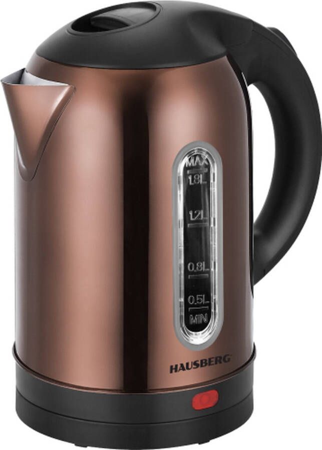HAUSBERG Waterkoker HB3621CU bruin retro 1.8L 1800W 360 graden draaibaar RVS behuizing