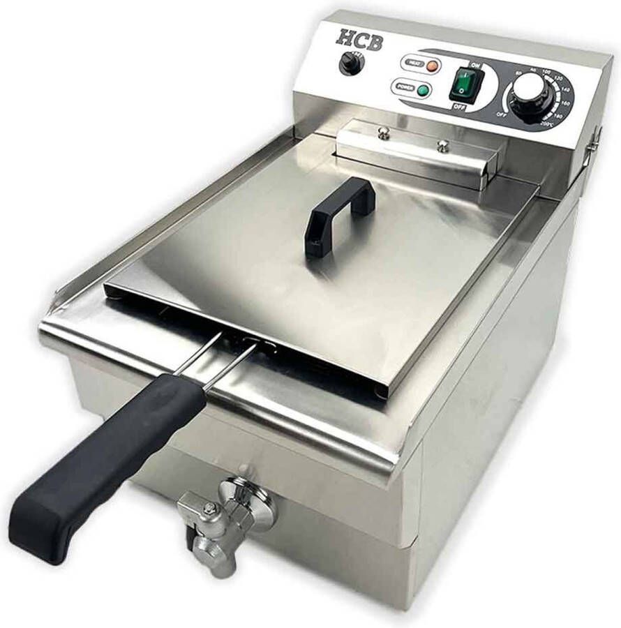 HCB Professionele Horeca frituurpan Friteuse 16 liter 400V RVS INOX frietketel 33.6x53x38 cm (BxDxH) 4.50 kg 2598