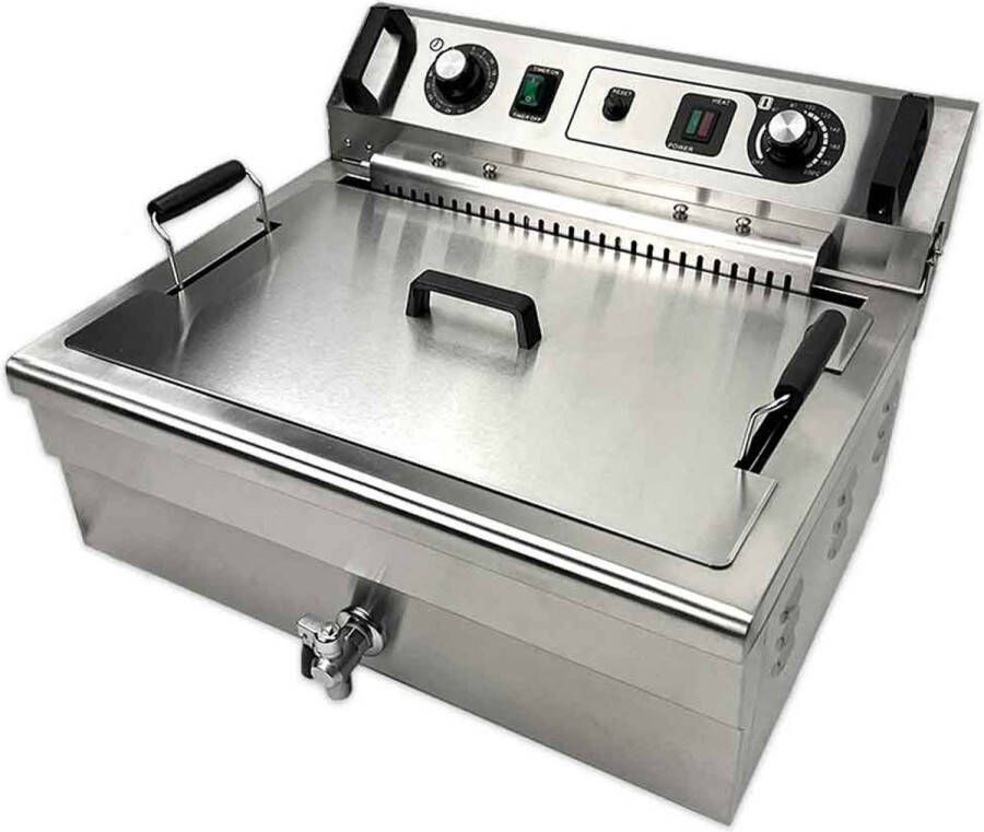 HCB Professionele Horeca frituurpan Friteuse 20 liter 400V RVS INOX frietketel 59x54x36 cm (BxDxH) 16.70 kg 6840