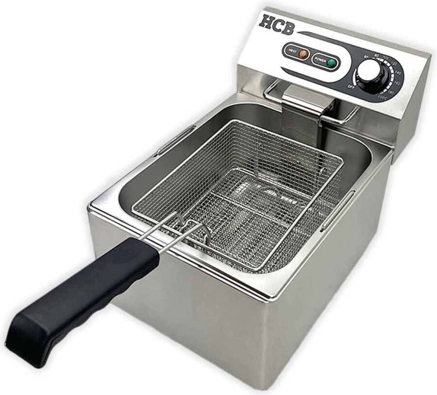 HCB Professionele Horeca frituurpan Friteuse 6 liter 230V RVS INOX frietketel 42x26.5x29 cm (DxBxH) 3 kg 2586