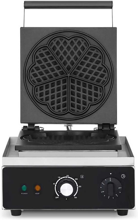 HCB Professioneel horeca Wafelijzer met timer hartjes 230V Wafelmaker van RVS INOX hartvorm 25x38x24 cm (BxDxH) 8 kg 9382 - Foto 2