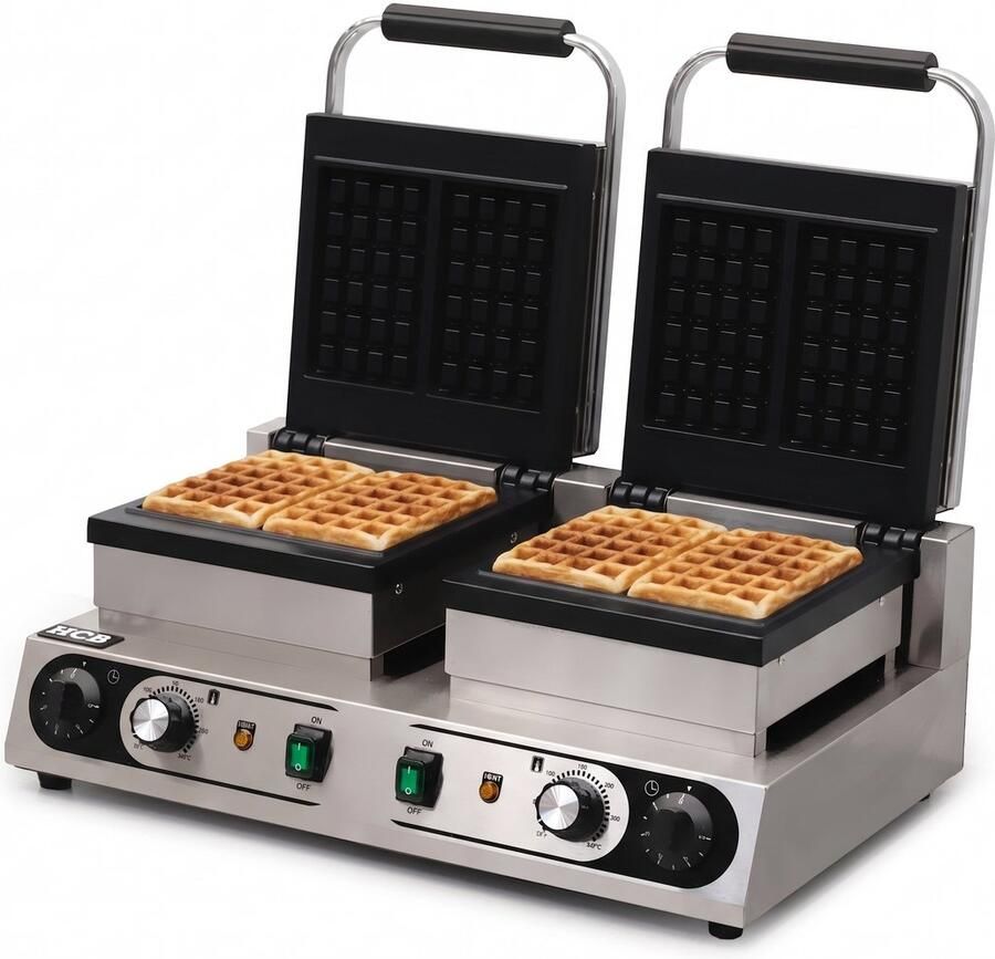 HCB Professioneel horeca Wafelijzer voor 4 Luikse wafels Wafelmaker van RVS INOX 63x38x27 cm (BxDxH) 20 kg 9921