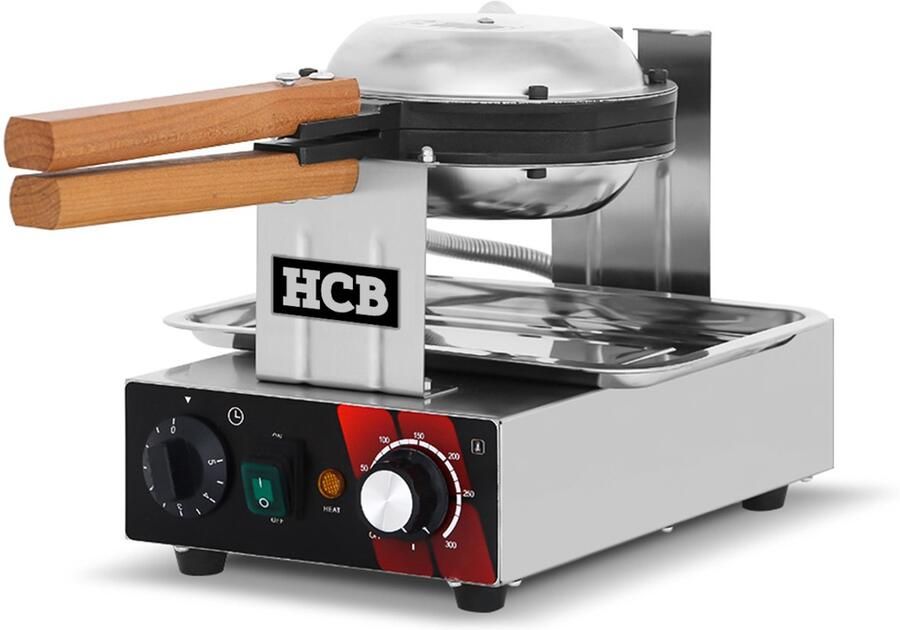 HCB Professioneel rond horeca Wafelijzer bubbel patroon 230V Wafelmaker van RVS INOX 42x22.5x29 cm (DxBxH) 20 kg 8680