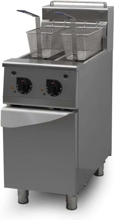 HCB Professionele grote Horeca frituurpan dubbele Friteuse 2 x 12 5 liter 400V RVS INOX frietketel frietpannen frietpan 76x42.5x112 cm (DxBxH) 18000W 7247