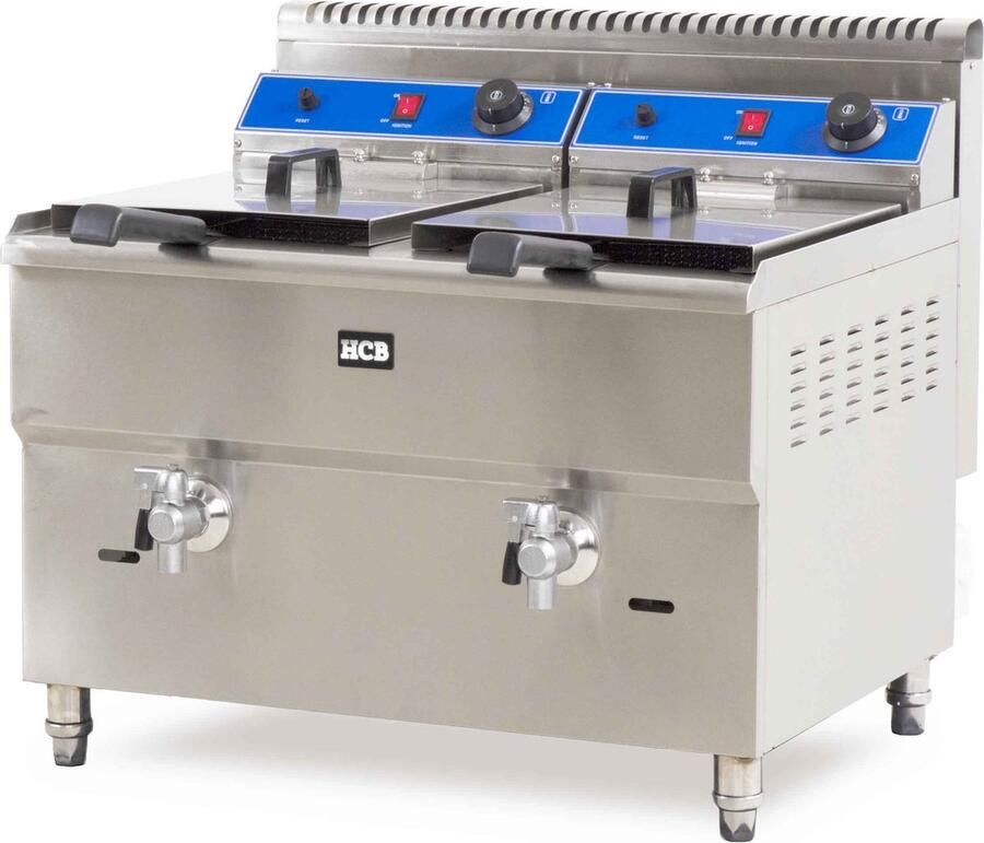 HCB Professionele grote Horeca frituurpan Dubbele friteuse 2 x 14 liter propaan RVS INOX frietketel frietpannen frietpan 59x68x63 cm (DxBxH) 24000W 2099 - Foto 2