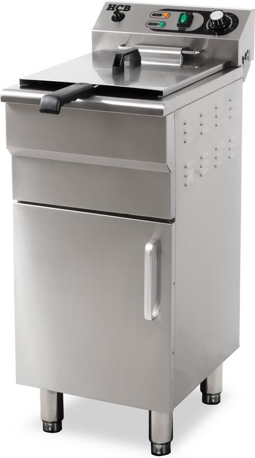 HCB Professionele grote Horeca frituurpan Friteuse 16 liter 230V RVS INOX frietketel frietpannen frietpan 53x36x91 cm (DxBxH) 3000W 8166