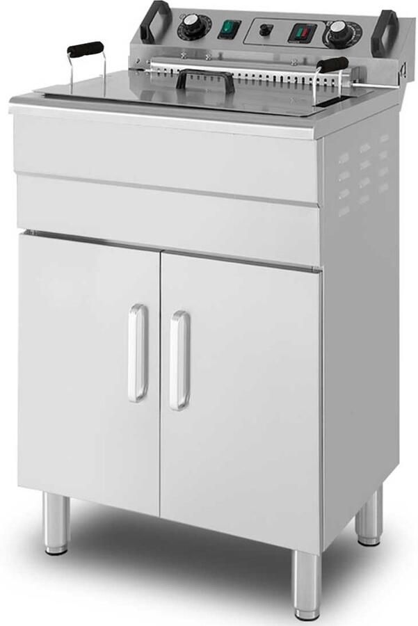 HCB Professionele grote Horeca frituurpan Friteuse 30 liter 400V RVS INOX frietketel frietpannen frietpan 54x60.5x96 cm (DxBxH) 6000W 2563