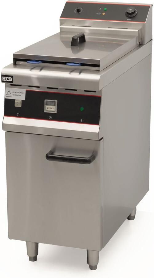 HCB Professionele grote Horeca frituurpan Friteuse 30 liter 400V RVS INOX frietketel frietpannen frietpan 80x42x108 cm (DxBxH) 10000W 7720