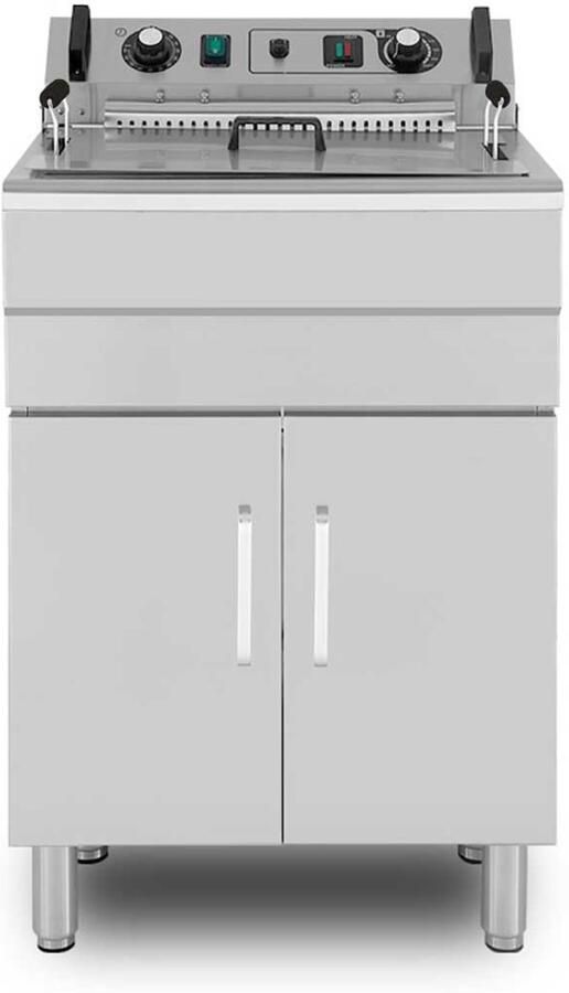 HCB Professionele grote Horeca frituurpan Friteuse 30 liter 400V RVS INOX frietketel frietpannen frietpan 54x60.5x96 cm (DxBxH) 6000W 2563