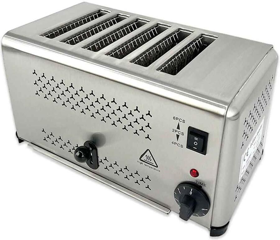 HCB Professionele Horeca Broodrooster 6 sneden 230V RVS INOX 41x21x22 cm (BxDxH) 12 kg 9443