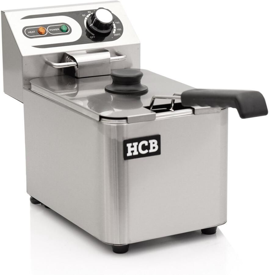 HCB Professionele Horeca frituurpan Friteuse 4.5 liter 230V RVS INOX frietketel frietpannen frietpan 38.5x22x31.5 cm (DxBxH) 2500W 2583