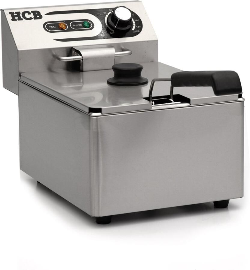 HCB Professionele Horeca frituurpan Friteuse 5.5 liter 230V RVS INOX frietketel frietpannen frietpan 42x26.5x29 cm (DxBxH) 3000W 2586