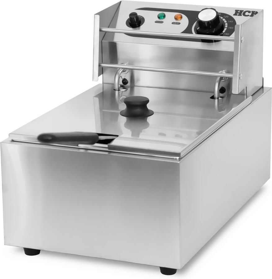 HCB Professionele Horeca frituurpan Friteuse 6 liter 230V RVS INOX frietketel frietpannen frietpan 44x28x31.5 cm (DxBxH) 2500W 2578