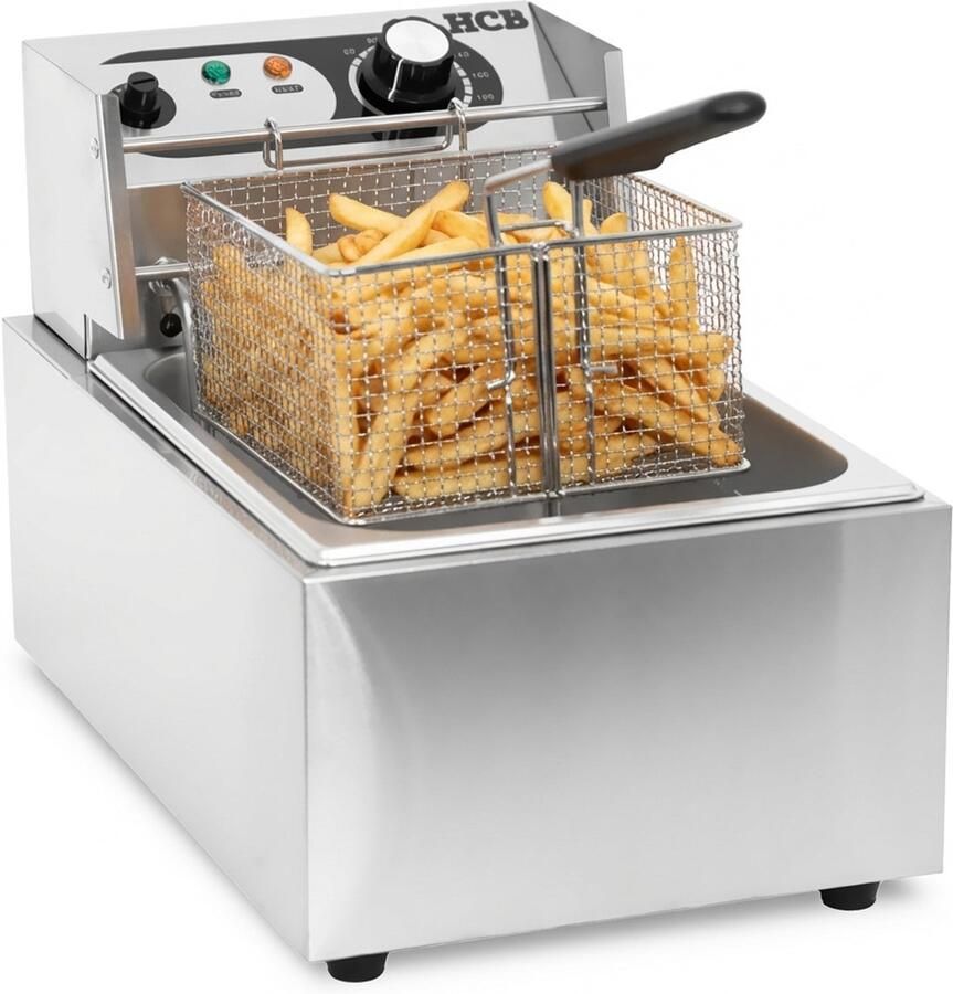 HCB Professionele Horeca frituurpan Friteuse 6 liter 230V RVS INOX frietketel frietpannen frietpan 44x28x31.5 cm (DxBxH) 2500W 2578 - Foto 2