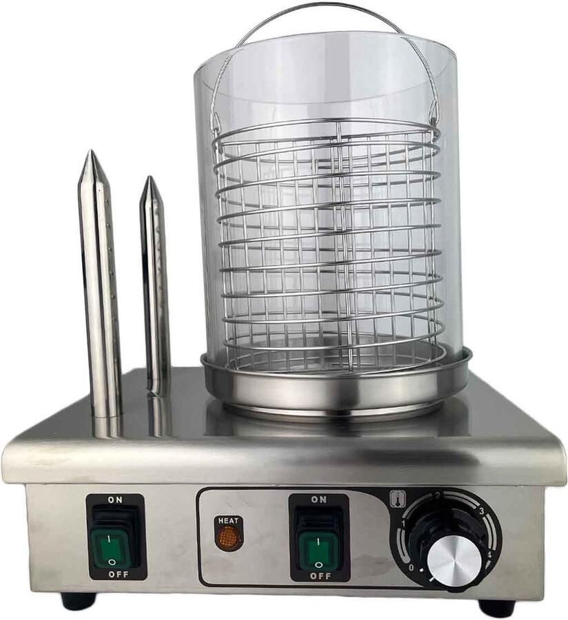 HCB Professionele Horeca Hotdogwarmer RVS INOX 230V Hotdog machine Worstenwarmer 29x26x40 cm (DxBxH) 9 kg 1006