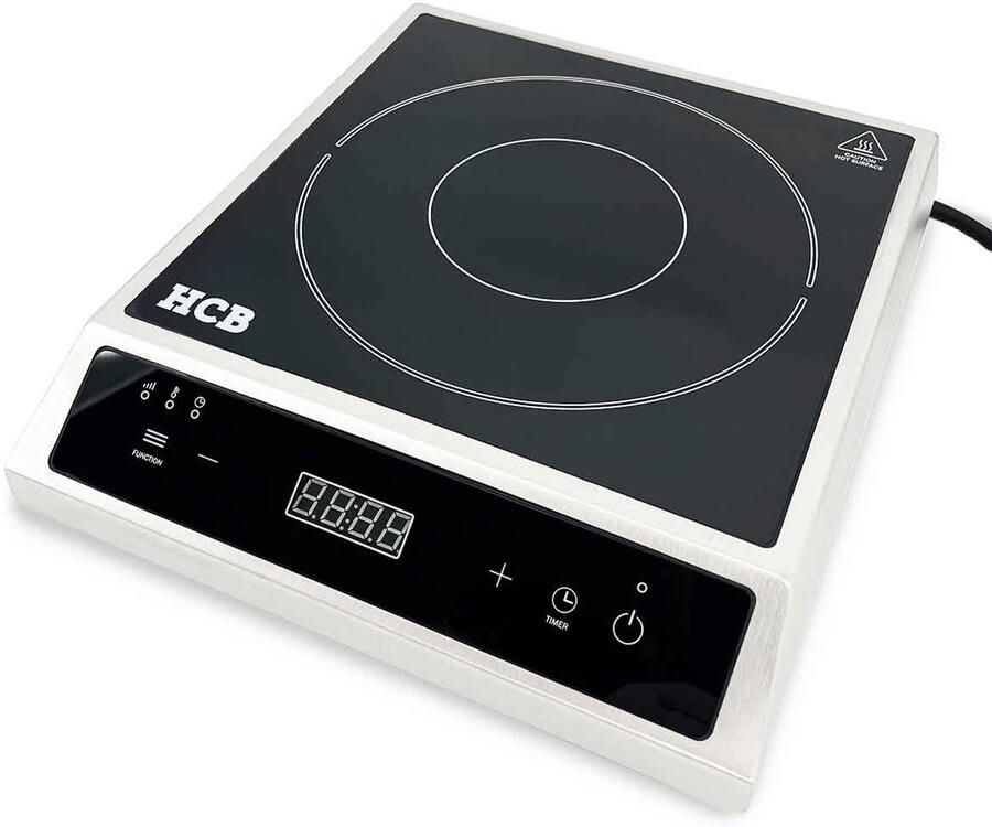 HCB Professionele Horeca Inductie kookplaat 2 7 kW 230V Elektrische RVS INOX kookplaat 36.8x32x8.4 cm (DxBxH) 4 kg 9208