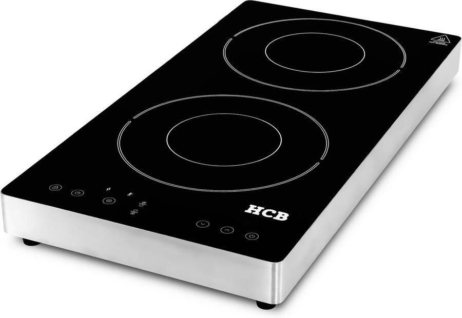 HCB Professionele Horeca Inductie kookplaat 2 pitten 3 5 kW 230V 2 pits Elektrische RVS INOX kookpit 58.1x29.9x6.4 cm (DxBxH) 5 kg 9199